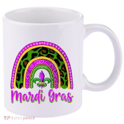 Funny Mardi Gras Parade Outfit Jester Rainbow Wo Girl 11oz C Handle Ceramic Mug