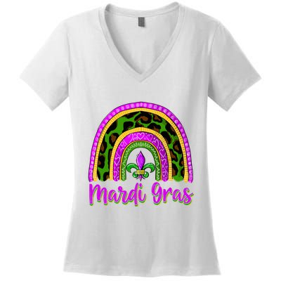 Funny Mardi Gras Parade Outfit Jester Rainbow Wo Girl Women's V-Neck T-Shirt