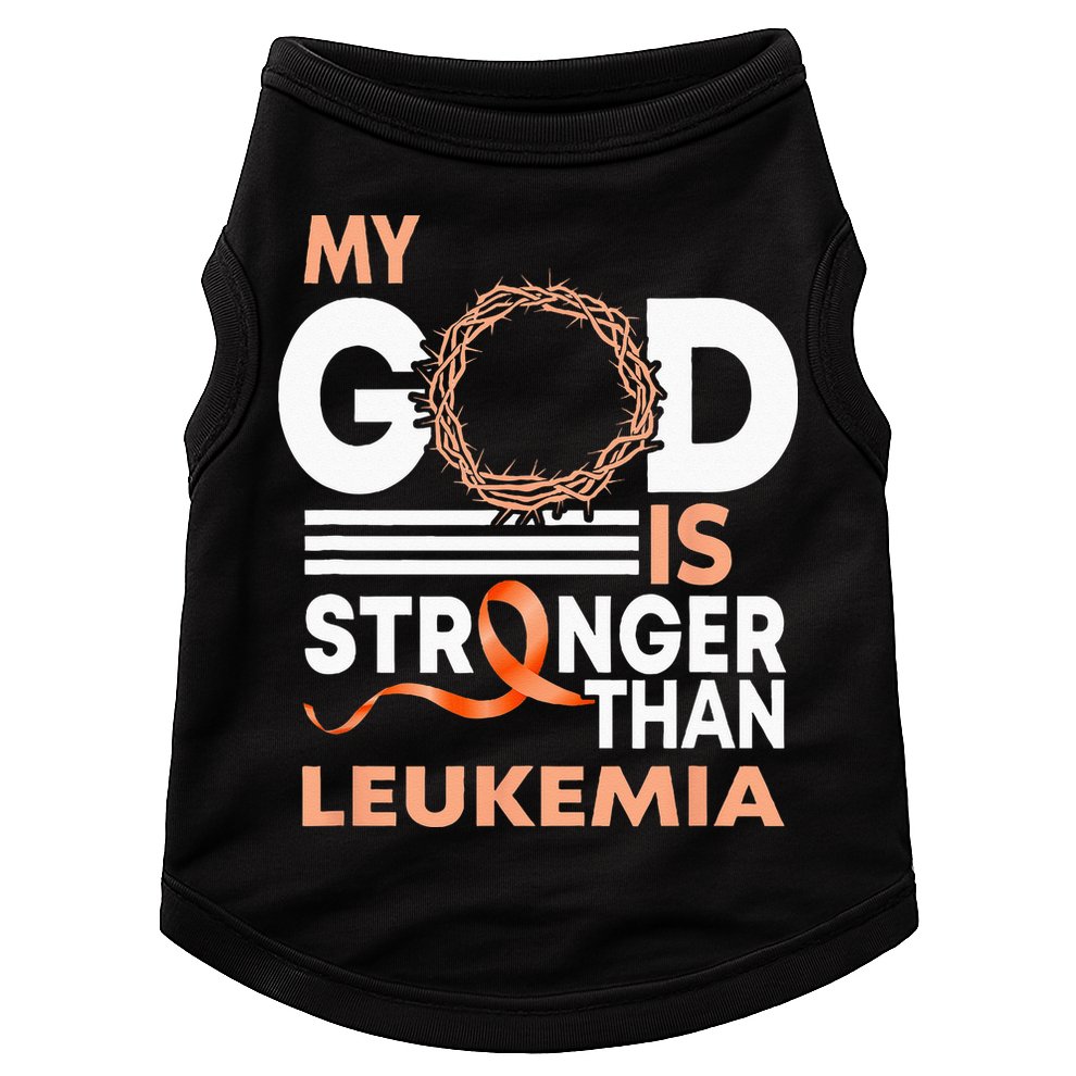 Faith My God Is Stronger Than Leukemia Awareness Ribbon Doggie Tank