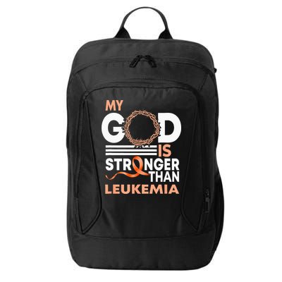 Faith My God Is Stronger Than Leukemia Awareness Ribbon City Backpack