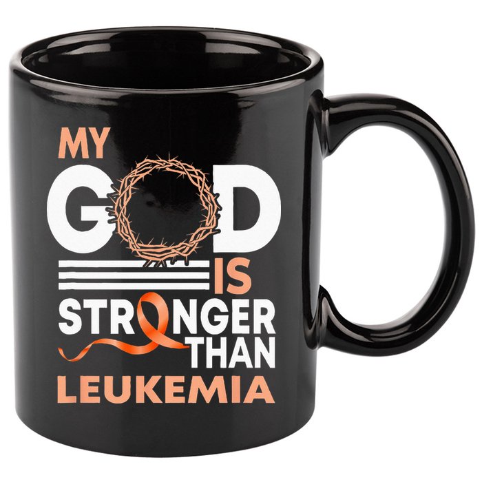 Faith My God Is Stronger Than Leukemia Awareness Ribbon 11oz C Handle Ceramic Mug