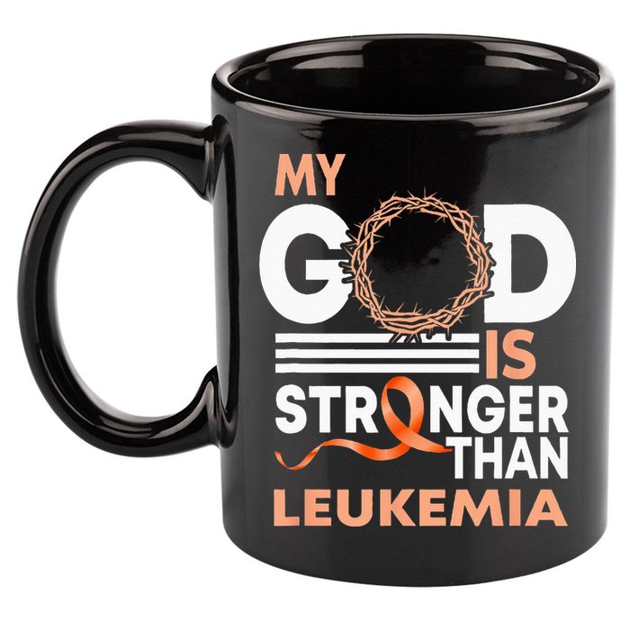 Faith My God Is Stronger Than Leukemia Awareness Ribbon 11oz C Handle Ceramic Mug