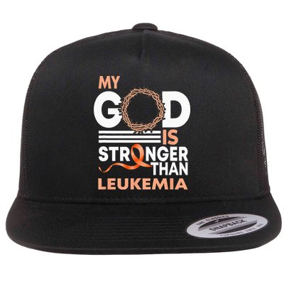 Faith My God Is Stronger Than Leukemia Awareness Ribbon Flatbill Hat