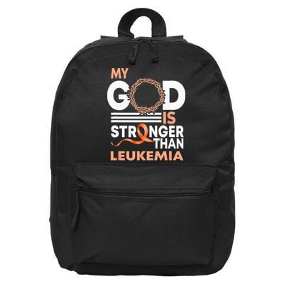 Faith My God Is Stronger Than Leukemia Awareness Ribbon 16 in Basic Backpack