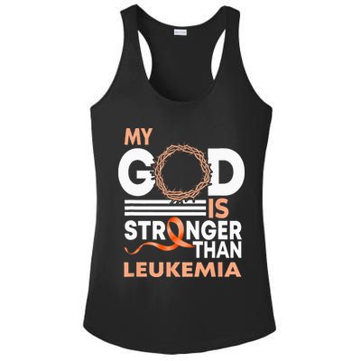 Faith My God Is Stronger Than Leukemia Awareness Ribbon Ladies PosiCharge Competitor Racerback Tank