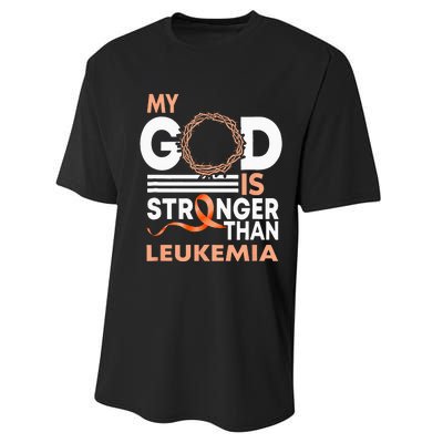 Faith My God Is Stronger Than Leukemia Awareness Ribbon Performance Sprint T-Shirt