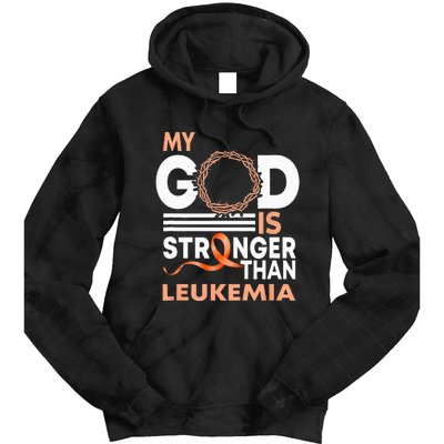 Faith My God Is Stronger Than Leukemia Awareness Ribbon Tie Dye Hoodie