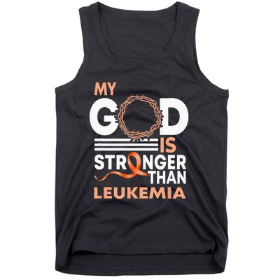 Faith My God Is Stronger Than Leukemia Awareness Ribbon Tank Top