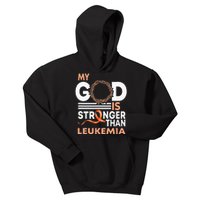 Faith My God Is Stronger Than Leukemia Awareness Ribbon Kids Hoodie