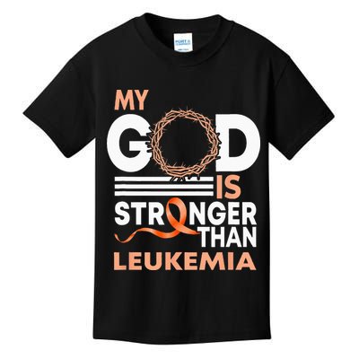 Faith My God Is Stronger Than Leukemia Awareness Ribbon Kids T-Shirt