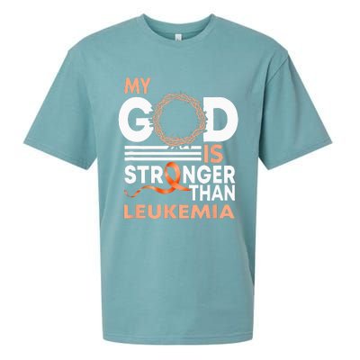 Faith My God Is Stronger Than Leukemia Awareness Ribbon Sueded Cloud Jersey T-Shirt