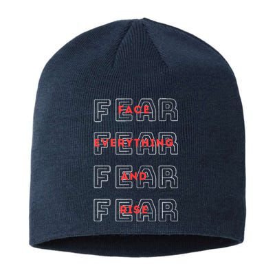 Fearless, Motivational Gym, No Fear, Courage, Phrase/Quote Sustainable Beanie