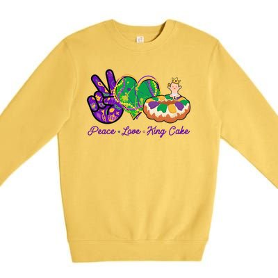 Funny Mardi Gras Peace Love King Cake Premium Crewneck Sweatshirt