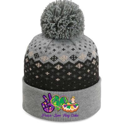 Funny Mardi Gras Peace Love King Cake The Baniff Cuffed Pom Beanie