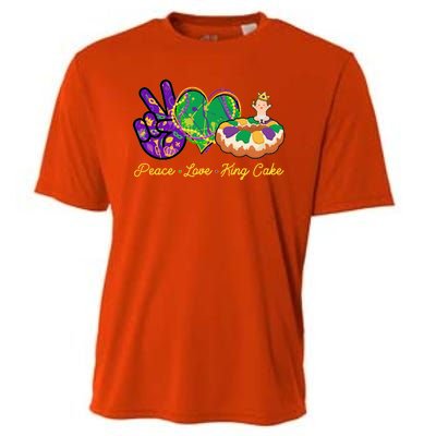 Funny Mardi Gras Peace Love King Cake Cooling Performance Crew T-Shirt