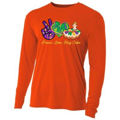 Funny Mardi Gras Peace Love King Cake Cooling Performance Long Sleeve Crew