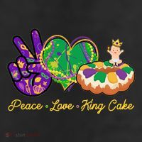 Funny Mardi Gras Peace Love King Cake Cool Comfort Performance Bucket Hat