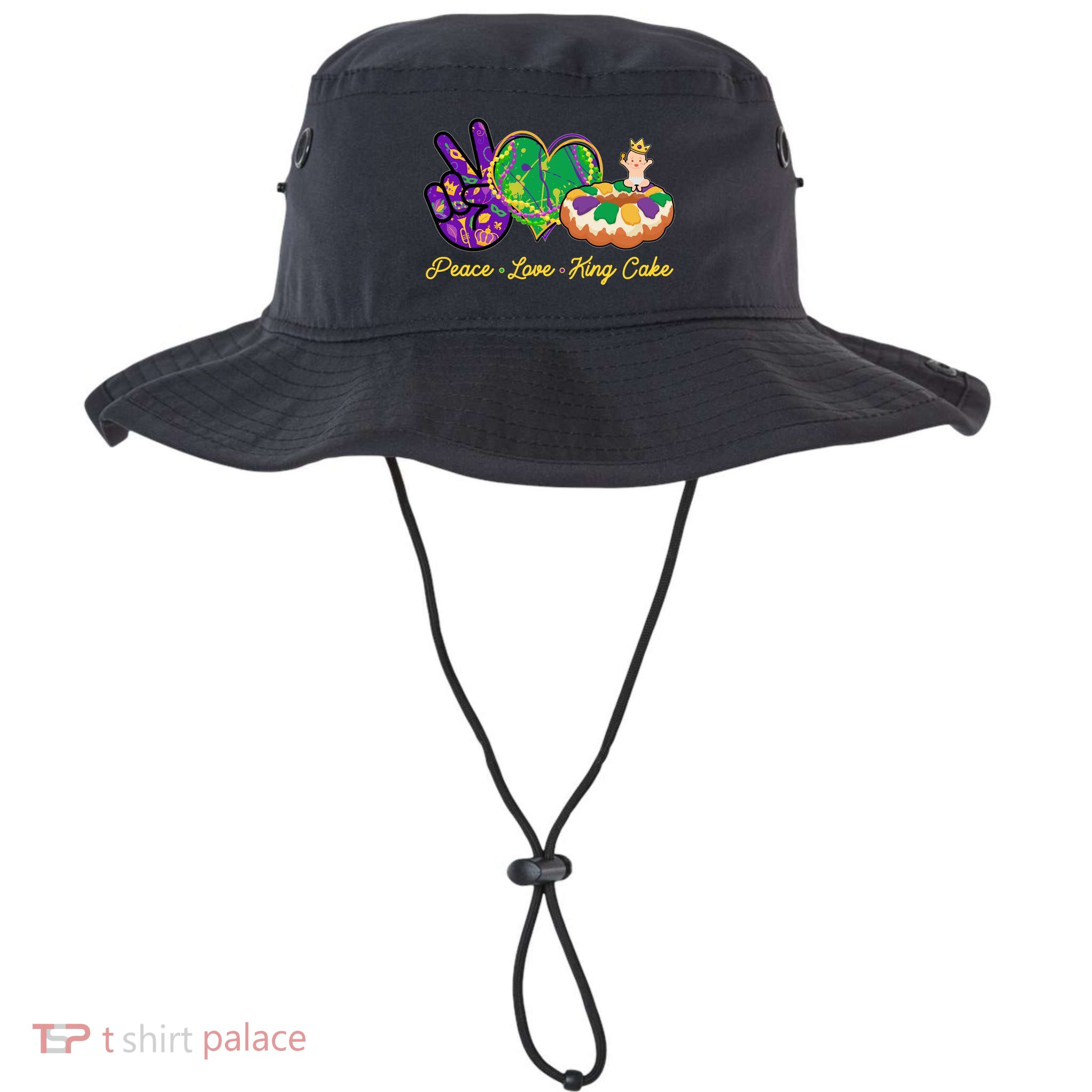 Funny Mardi Gras Peace Love King Cake Legacy Cool Fit Booney Bucket Hat