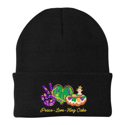 Funny Mardi Gras Peace Love King Cake Beanie