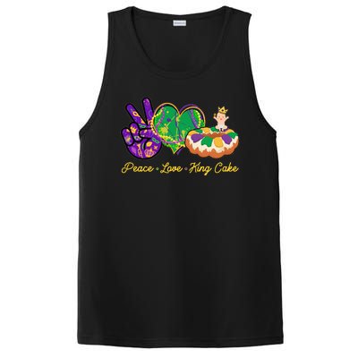 Funny Mardi Gras Peace Love King Cake PosiCharge Competitor Tank