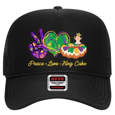 Funny Mardi Gras Peace Love King Cake Trucker Hat