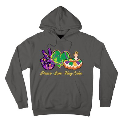 Funny Mardi Gras Peace Love King Cake Hoodie