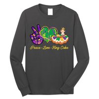 Funny Mardi Gras Peace Love King Cake Long Sleeve Shirt