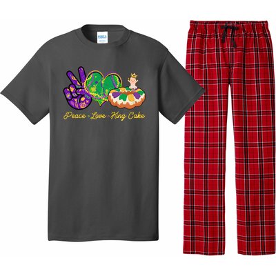 Funny Mardi Gras Peace Love King Cake Pajama Set