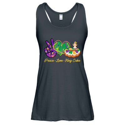 Funny Mardi Gras Peace Love King Cake Ladies Essential Flowy Tank