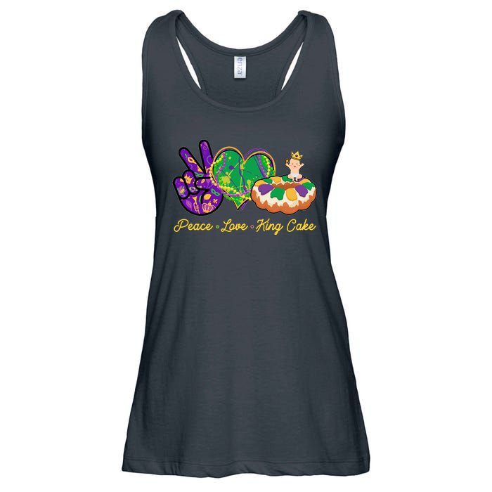 Funny Mardi Gras Peace Love King Cake Ladies Essential Flowy Tank