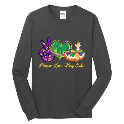 Funny Mardi Gras Peace Love King Cake Tall Long Sleeve T-Shirt