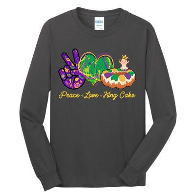 Funny Mardi Gras Peace Love King Cake Tall Long Sleeve T-Shirt