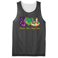 Funny Mardi Gras Peace Love King Cake Mesh Reversible Basketball Jersey Tank