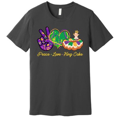 Funny Mardi Gras Peace Love King Cake Premium T-Shirt