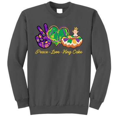 Funny Mardi Gras Peace Love King Cake Tall Sweatshirt