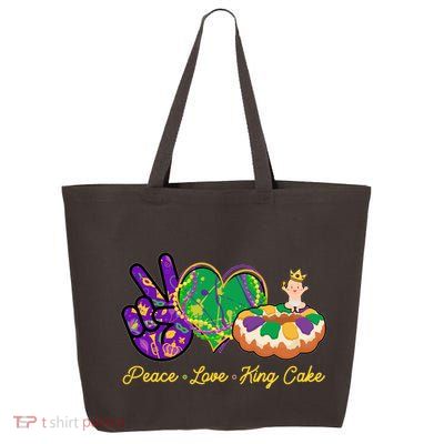 Funny Mardi Gras Peace Love King Cake 25L Jumbo Tote