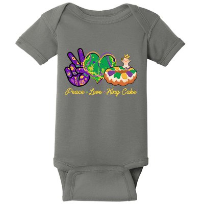 Funny Mardi Gras Peace Love King Cake Baby Bodysuit