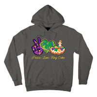 Funny Mardi Gras Peace Love King Cake Tall Hoodie