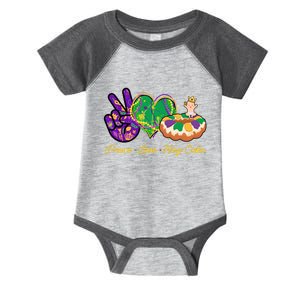 Funny Mardi Gras Peace Love King Cake Infant Baby Jersey Bodysuit