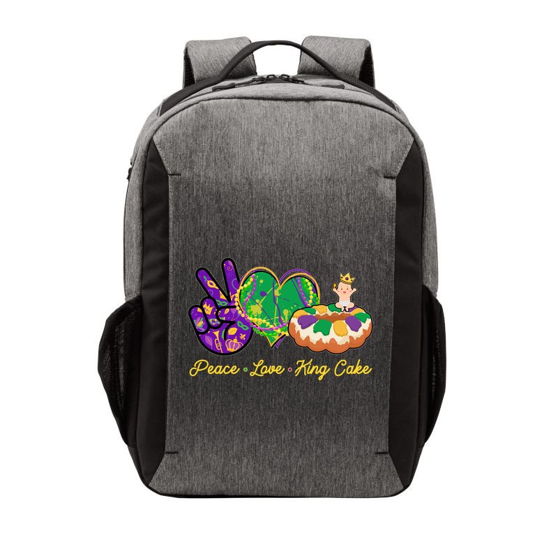 Funny Mardi Gras Peace Love King Cake Vector Backpack