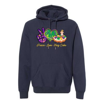 Funny Mardi Gras Peace Love King Cake Premium Hoodie