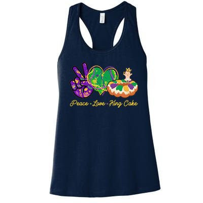 Funny Mardi Gras Peace Love King Cake Women's Racerback Tank