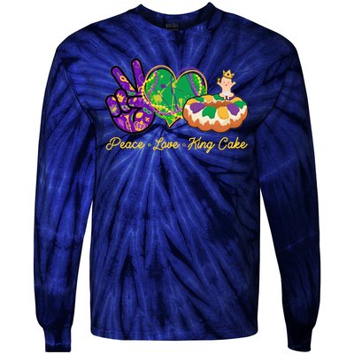 Funny Mardi Gras Peace Love King Cake Tie-Dye Long Sleeve Shirt