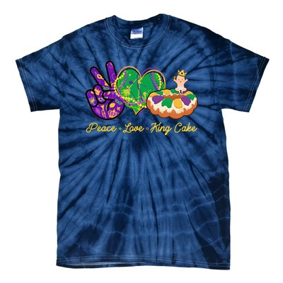 Funny Mardi Gras Peace Love King Cake Tie-Dye T-Shirt