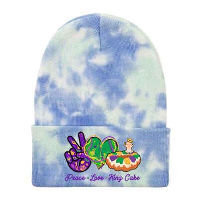 Funny Mardi Gras Peace Love King Cake Tie Dye 12in Knit Beanie