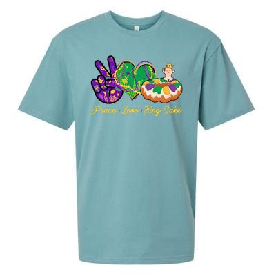 Funny Mardi Gras Peace Love King Cake Sueded Cloud Jersey T-Shirt