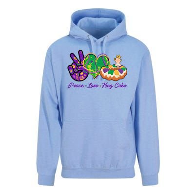 Funny Mardi Gras Peace Love King Cake Unisex Surf Hoodie