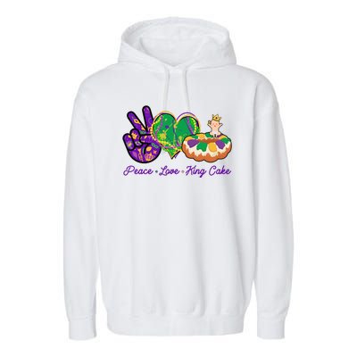 Funny Mardi Gras Peace Love King Cake Garment-Dyed Fleece Hoodie