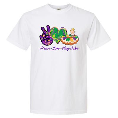 Funny Mardi Gras Peace Love King Cake Garment-Dyed Heavyweight T-Shirt