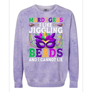 Funny Mardi Gras I Like Jiggling Beads And I Cannot Lie Colorblast Crewneck Sweatshirt